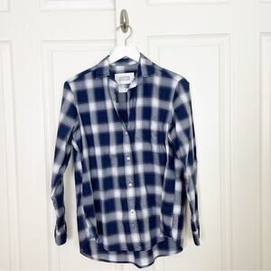 Grayson x Frank & Eileen Hero Navy Plaid Cotton Poplin Button Down Shirt Sz S